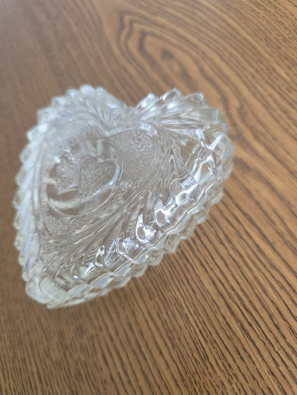 Clear Heart-Shaped Pressed Glass Trinket Dish